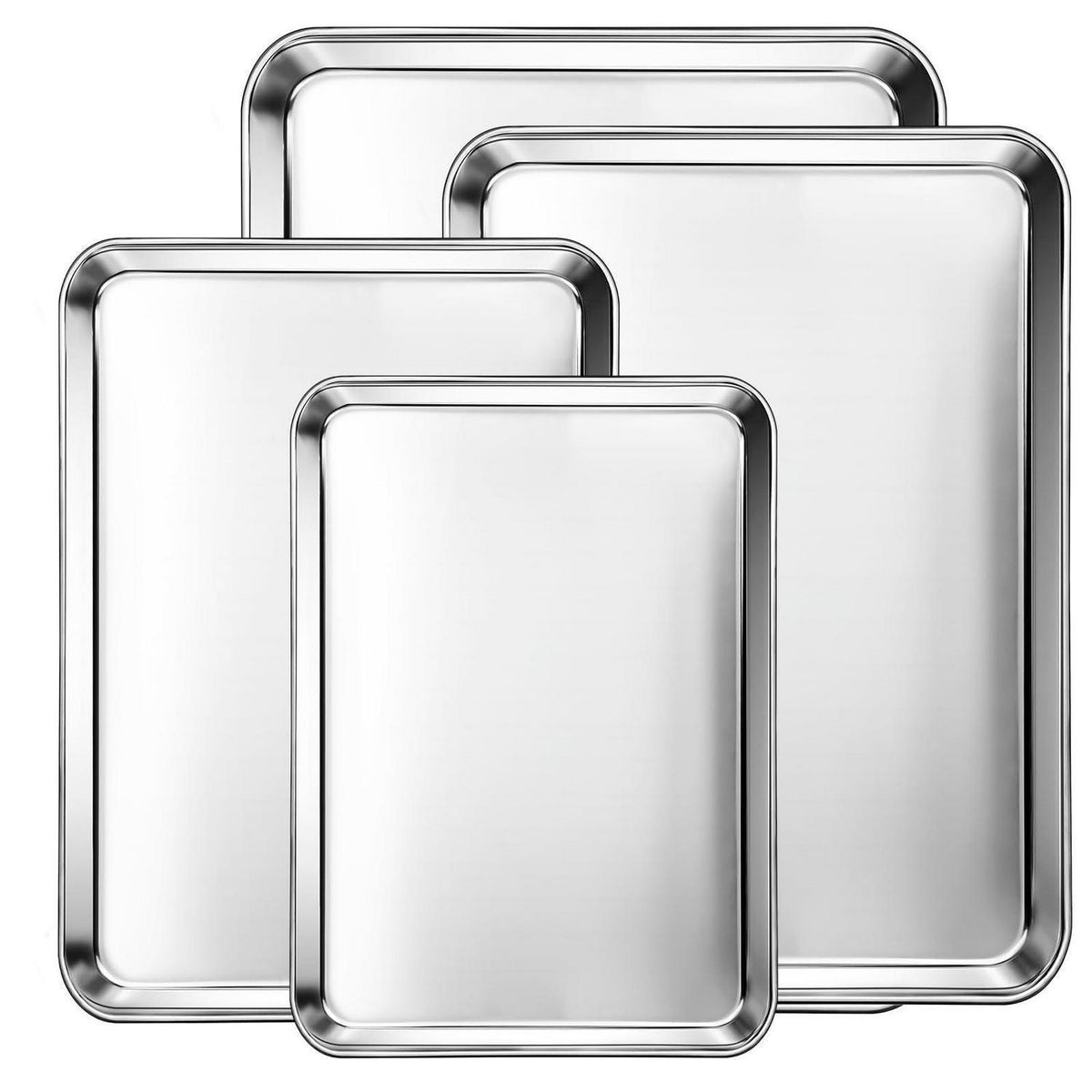 Edelstahl Backblech Set 4er – Rechteckige Kuchenformen 23-40cm