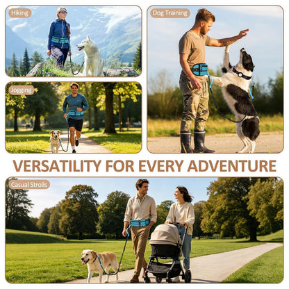 Joggingleine für Hunde mit Bauchgurt & Hüfttasche, Blau