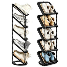 Platzsparend Schuhregal 5 Ebenen schräg – 2er Set Schwarz
