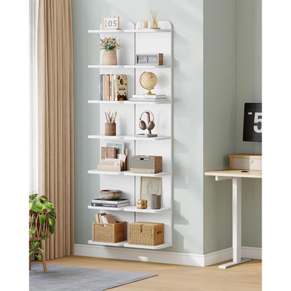 Hzuaneri Standregal 7-Ebenen, Weiß – Bücherregal für Wohnzimmer