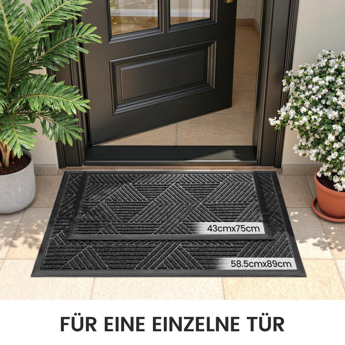 Fußmatte Grau 59x89 cm - Schmutzfangmatte Innen & Außen