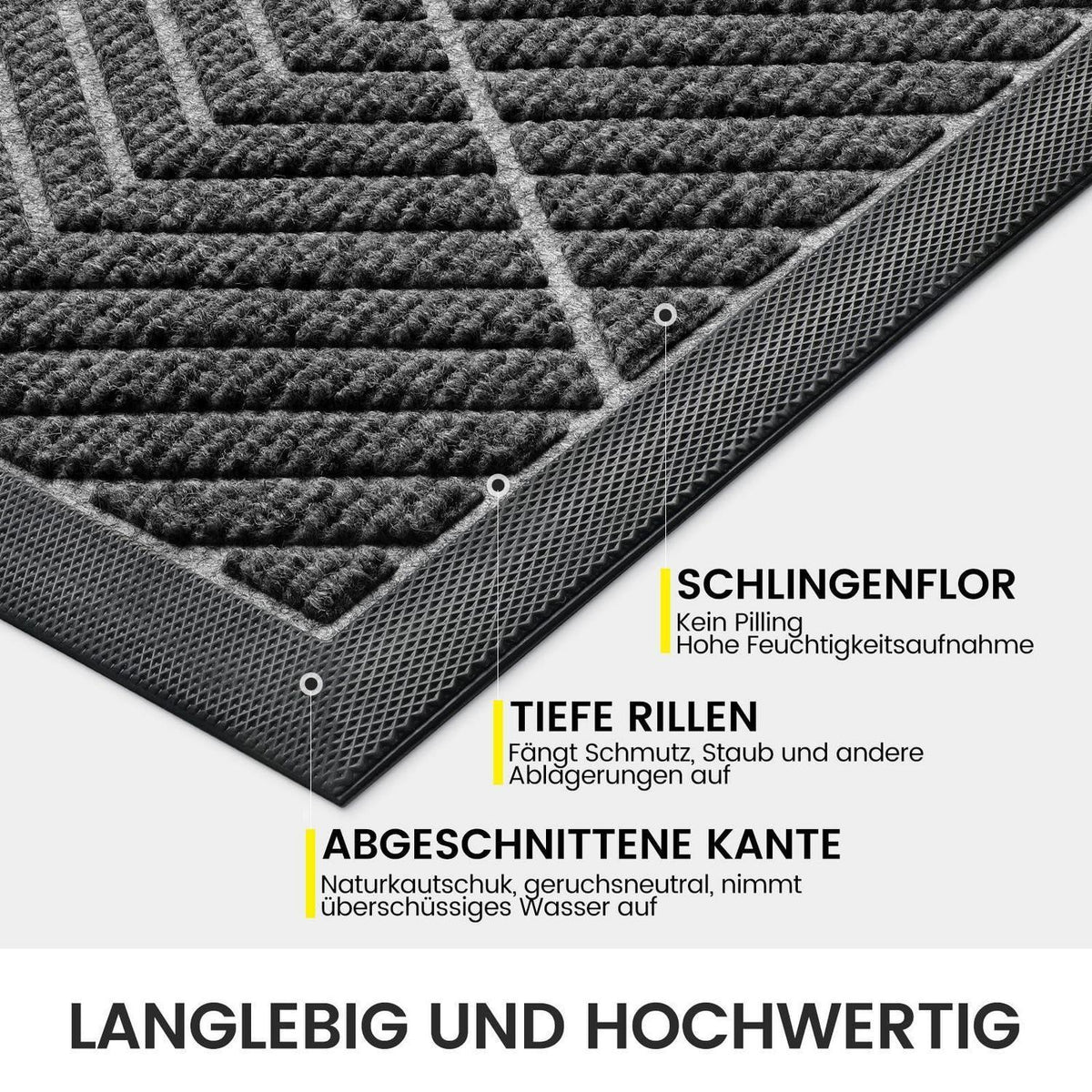 Fußmatte Grau 59x89 cm - Schmutzfangmatte Innen & Außen