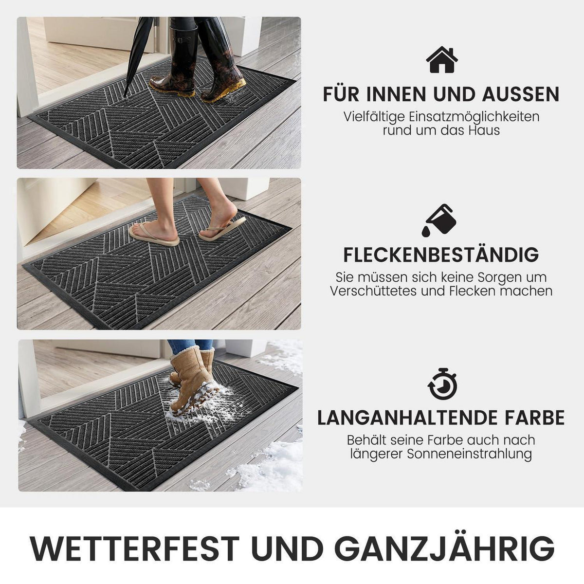 Fußmatte Grau 59x89 cm - Schmutzfangmatte Innen & Außen