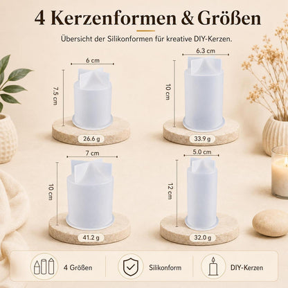 Silikon Kerzenformen Set – 4 Stück für DIY Kerzen & Kunsthandwerk