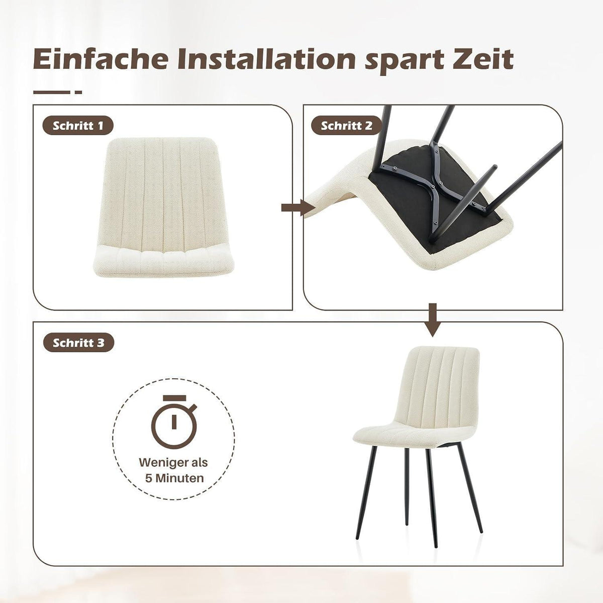 Ergonomische Esszimmerstühle (2er Set, Creme)