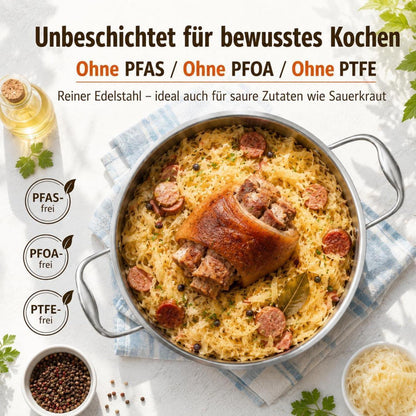 Schmorpfanne Edelstahl 28cm – Vielseitig & für 4-6 Personen