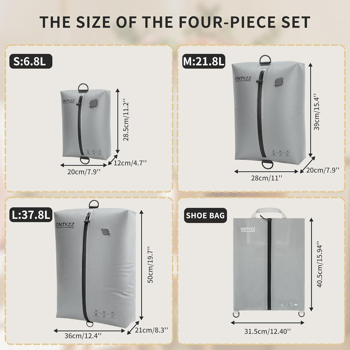 Koffer Organizer Set 5-teilig mit Vakuumbeuteln & Pumpe