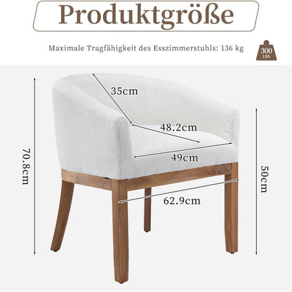 Esszimmerstühle Set 4er mit Armlehnen, Beige Leinenstoff