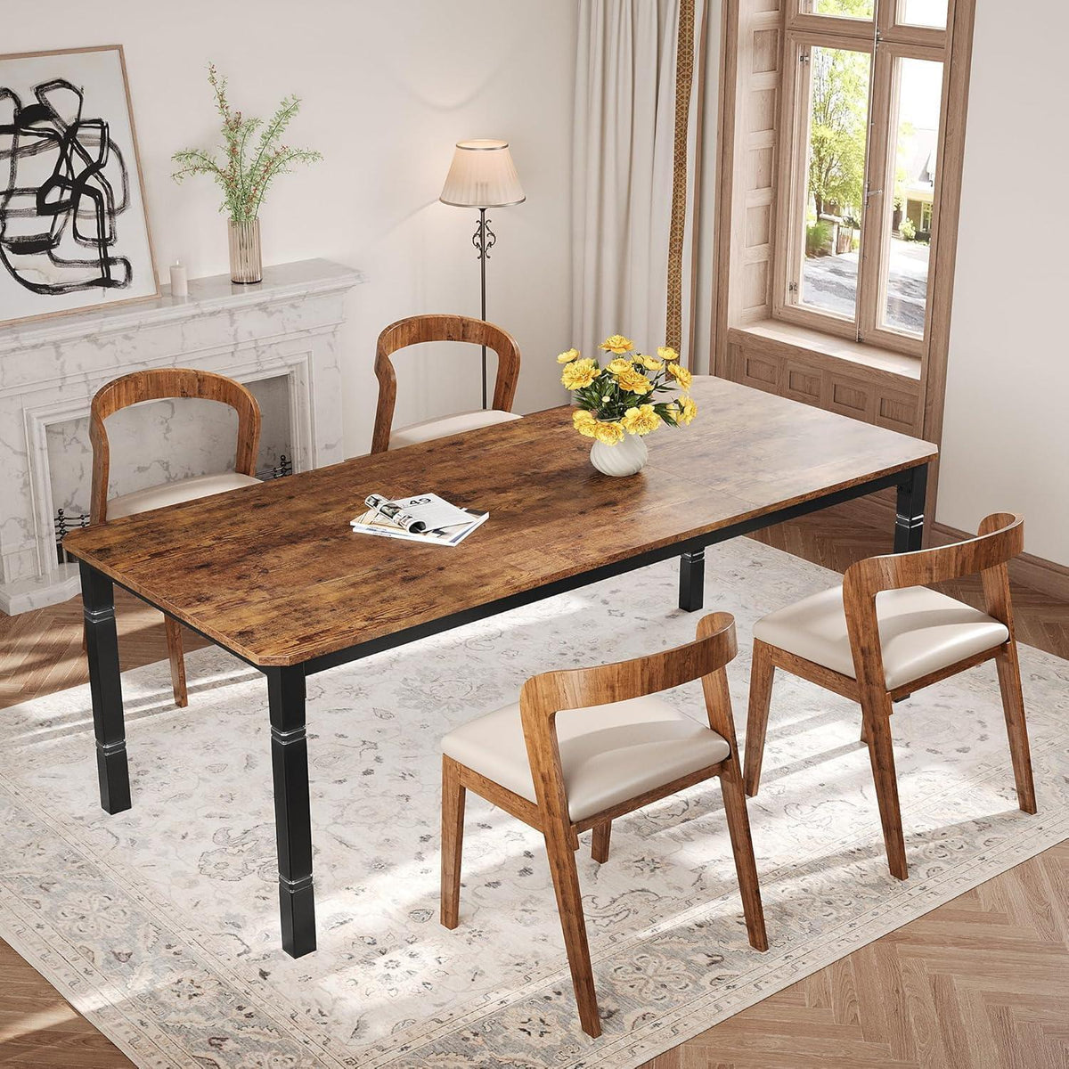 Esstisch 180x90cm Holz Metallgestell – Küchentisch für 4-6 Personen