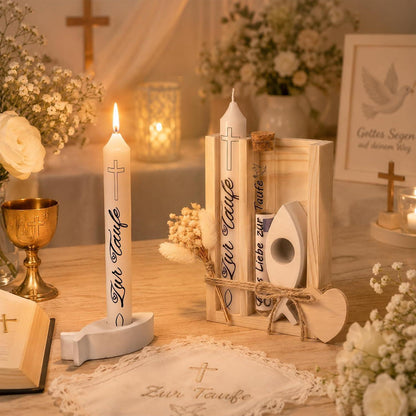 Taufgeschenk Set Mädchen & Junge mit Kerze & Geldgeschenk