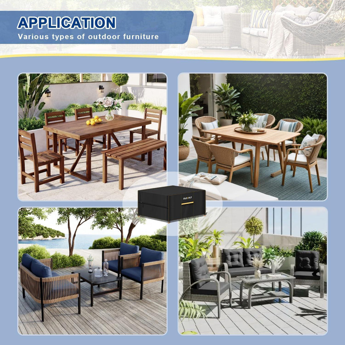 Wasserdichte Gartentisch Abdeckung 150x100x100cm, Atmungsaktiv & Winddicht