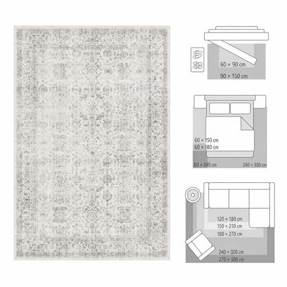 Vintage Teppich Grau 200x300 cm – Waschbar & Rutschfest