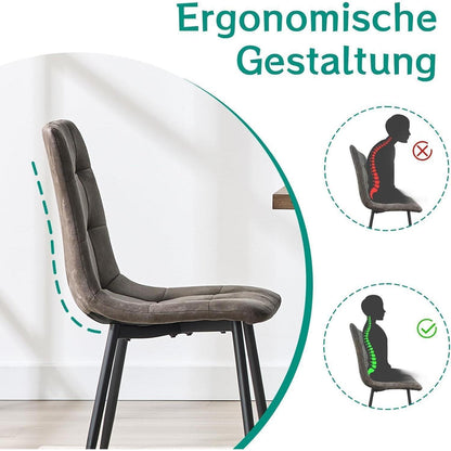 LEWE Esszimmerstühle 6er Set, Dunkelbraun in Lederoptik