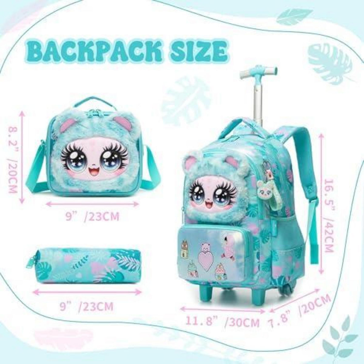 Schulrucksack Trolley Mädchen B-Grün – Ergonomischer Schulranzen mit Rollen