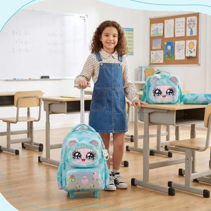 Schulrucksack Trolley Mädchen B-Grün – Ergonomischer Schulranzen mit Rollen