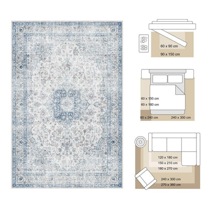 Waschbarer Vintage Teppich Blau 120x170 cm