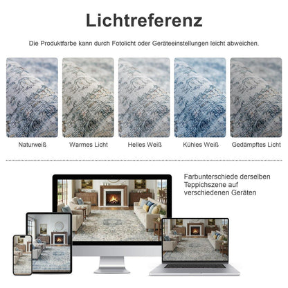 Waschbarer Läufer Blau Vintage 60x180 cm – Küchenteppich