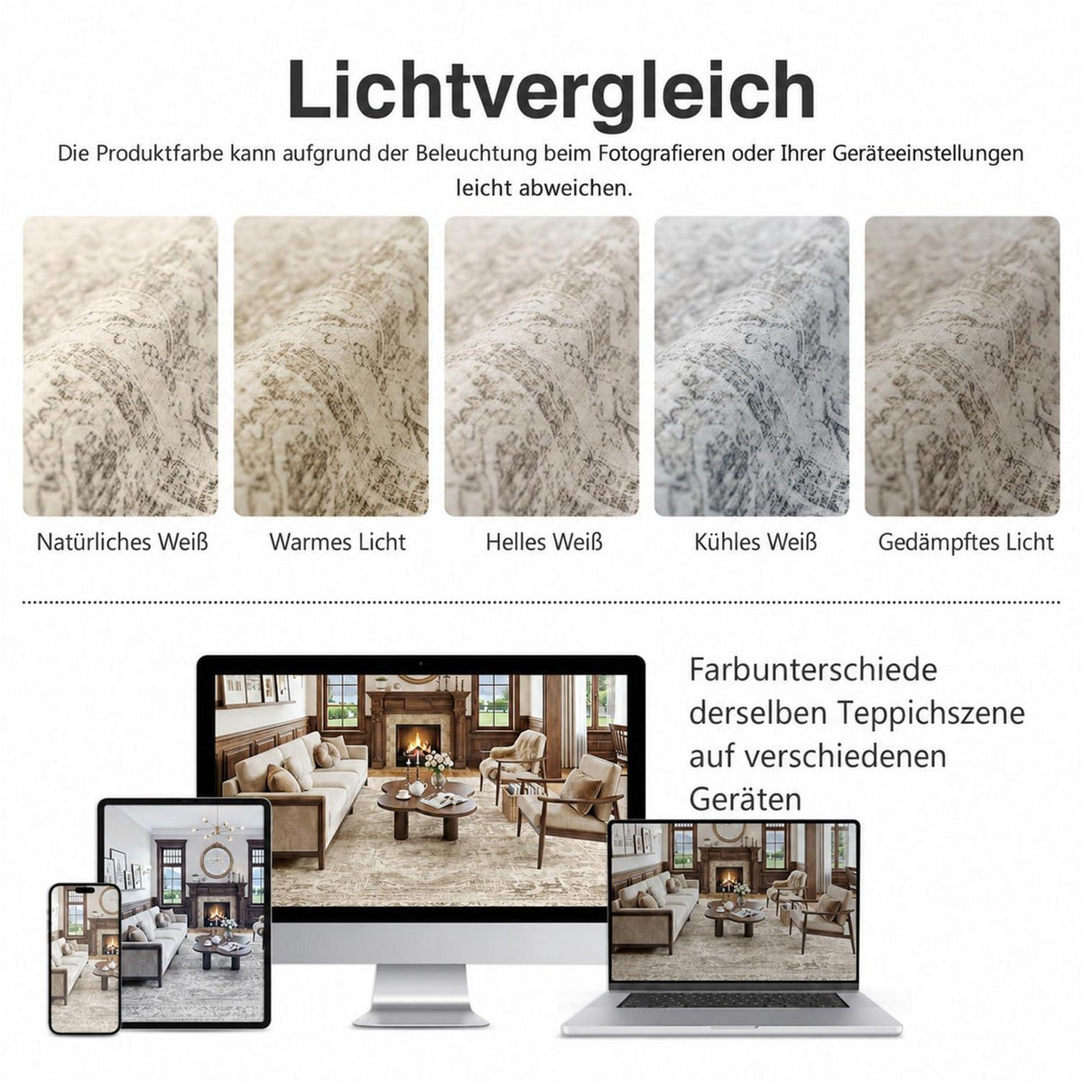 Waschbarer Vintage Teppich Braun 160x230 cm – Wohnzimmer Schlafzimmer