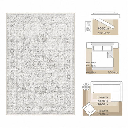 Waschbarer Vintage Teppich Grau 160x230 cm