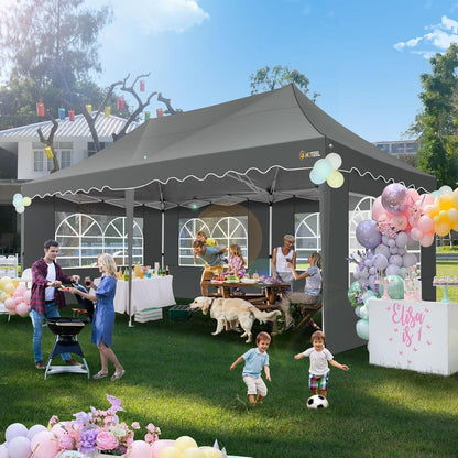 Faltpavillon 3x6m wasserdicht mit 6 Seitenwänden – Grau
