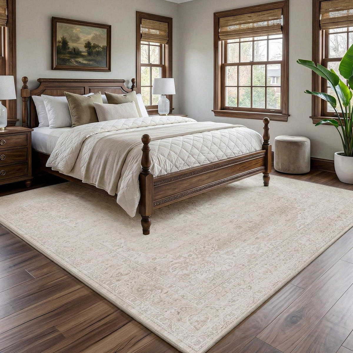 Waschbarer Vintage Teppich Beige 200x300 cm