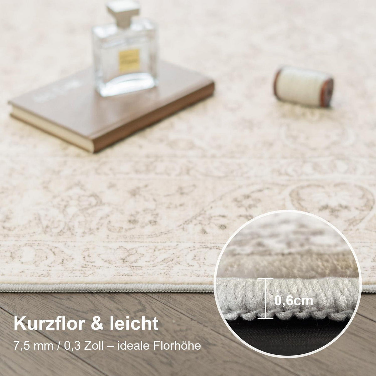 Waschbarer Vintage Teppich Beige 200x300 cm