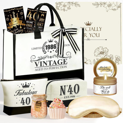 40. Geburtstag Geschenkset für Frauen – 9tlg. mit Tasche & Wellness