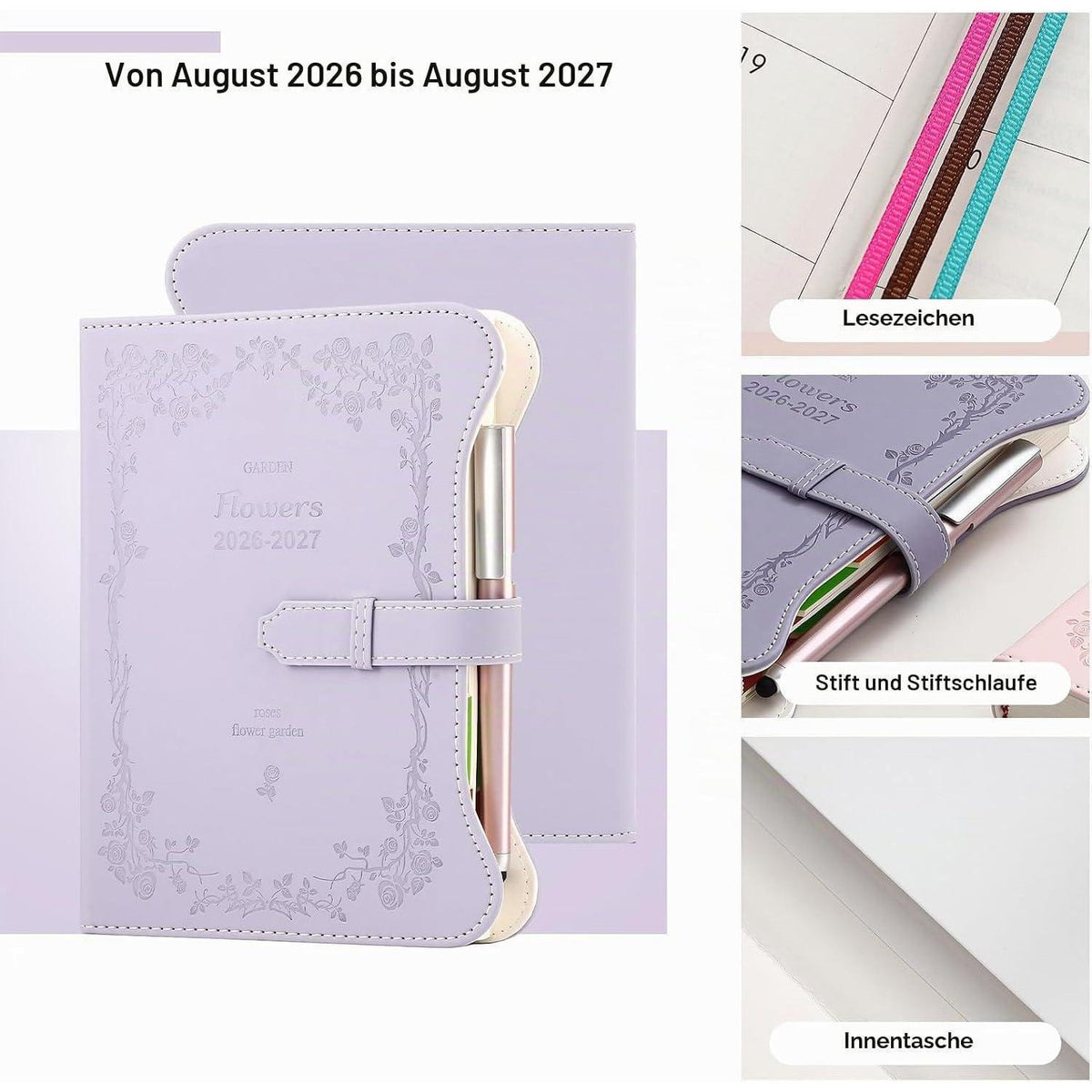 Akademischer Terminplaner 2026-2027 A5 Tag pro Seite Lila