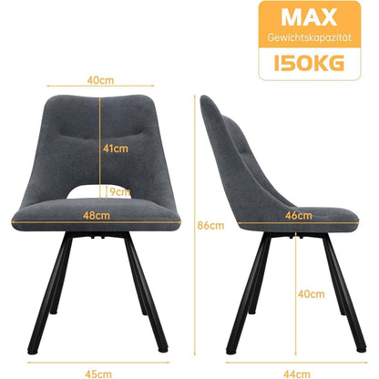 Drehbarer Esszimmerstuhl Set |, Ergonomisch, Dunkelgrau