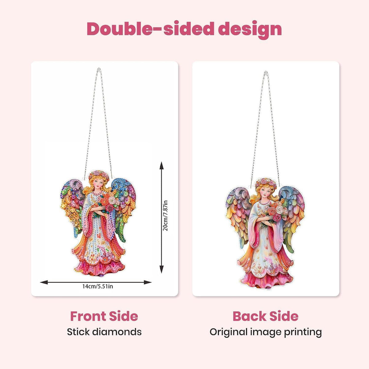 5D Diamantmalerei Engel Anhänger – DIY Fensterbild Set