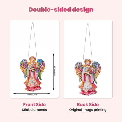 5D Diamantmalerei Engel Anhänger – DIY Fensterbild Set