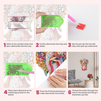 5D Diamantmalerei Engel Anhänger – DIY Fensterbild Set