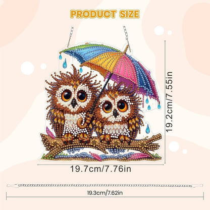 5D Diamant Painting Eule Anhänger mit Kette – Bastelset für Kinder & Erwachsene