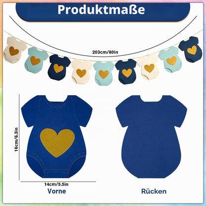 Babyparty Girlande Weiß Blau Beige | Deko für Babyparty & Kinderzimmer