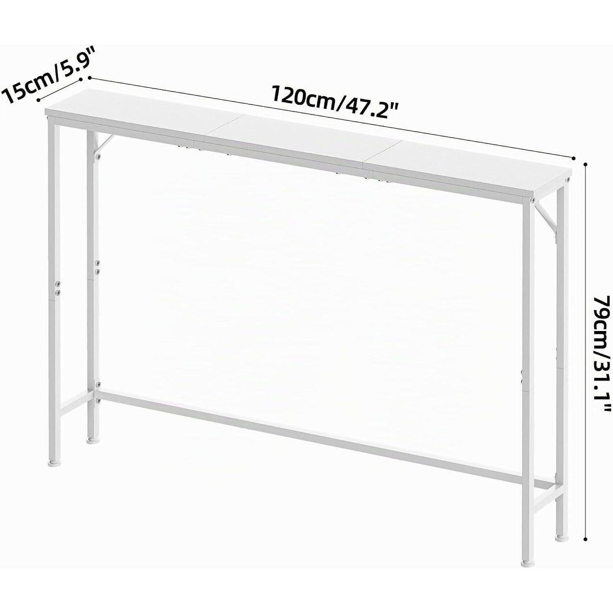 120cm Konsolentisch – Schlanker Couchtisch für Flur & Wohnzimmer (Weiß)