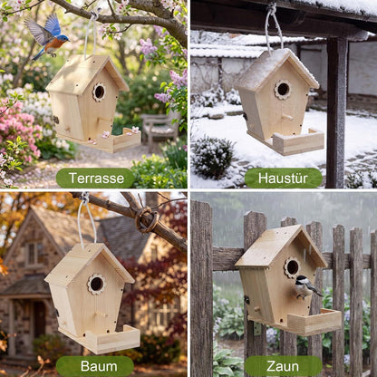 Vogelhaus Bausatz Holz zum Bemalen – Nistkasten & Futterstation
