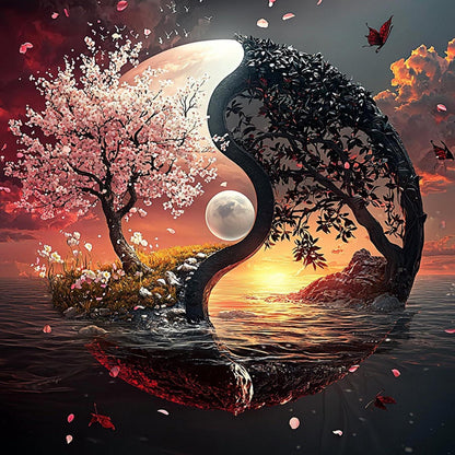 Diamant Malerei Yin Yang Baum des Lebens 30x30cm DIY Set