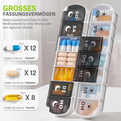 Tablettenbox 7 Tage Magnetverschluss – Kompakt & Faltbar