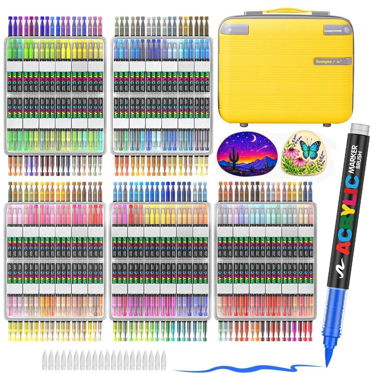 360 Acrylmarker Set mit Pinselspitze – Vielseitig & Wasserfest