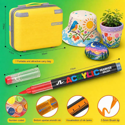 360 Acrylmarker Set mit Pinselspitze – Vielseitig & Wasserfest