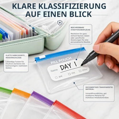Wasserdichter Pillen Organizer 14 Tage – Tablettenbox für Reisen