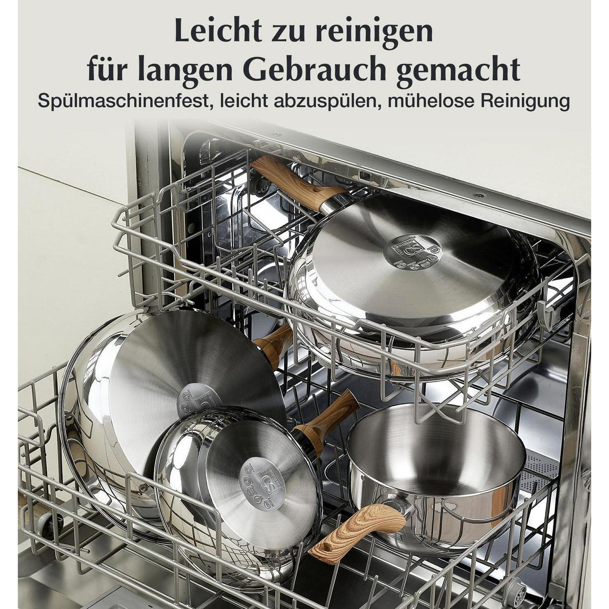 12-teiliges Edelstahl Kochset mit Tri-Ply Boden
