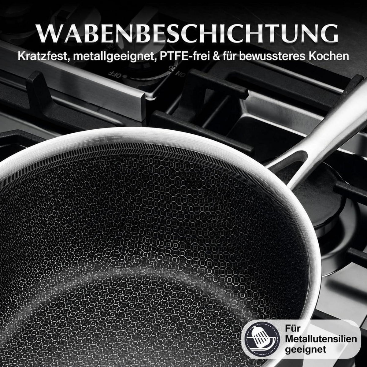 Edelstahl Topfset 6-teilig mit Glasdeckel – Kochtopfset für Induktion