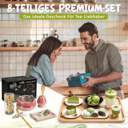 Matcha Set 8-teilig Premium – Rosa Farbverlauf Teezeremonie