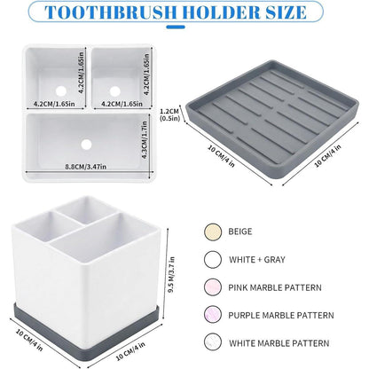 Silikon Zahnbürstenhalter 3-fach Grau Weiß Badezimmer Organizer
