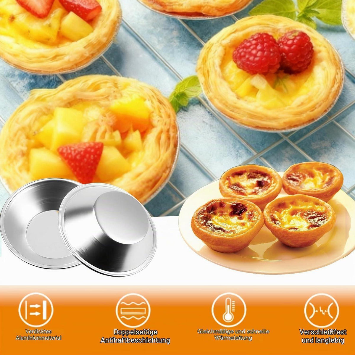 20x Eierkuchen Form aus Aluminium mit Silikonpinsel