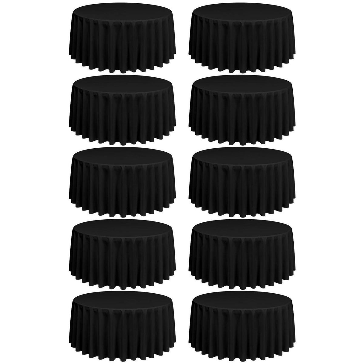 10x Runde Tischdecke Schwarz – 228 cm, Waschbar