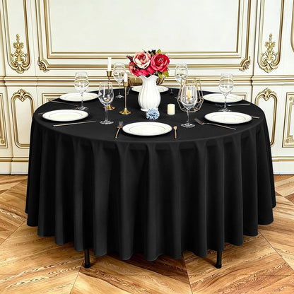 10x Runde Tischdecke Schwarz, 305 cm – Waschbar & Wiederverwendbar