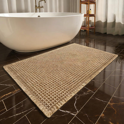 Rutschfeste Badematte Boho Braun 45x75cm – Waschbar & Saugfähig