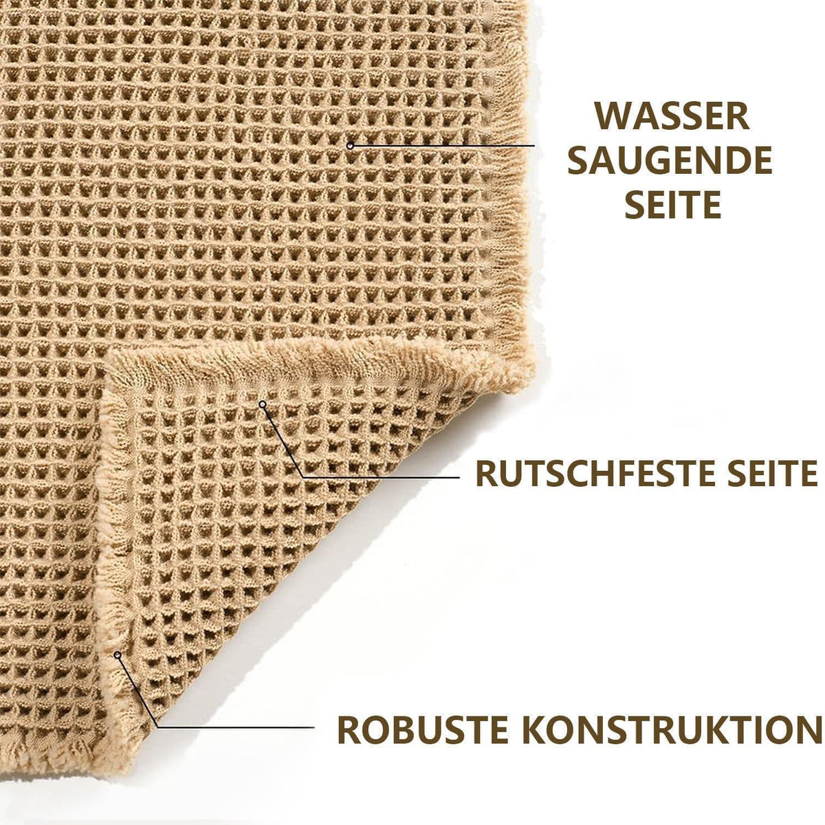 Rutschfeste Badematte Boho Braun 45x75cm – Waschbar & Saugfähig